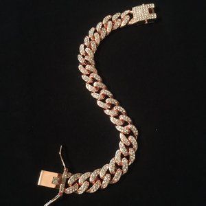 Rose Gold iced out cuban link bracelet